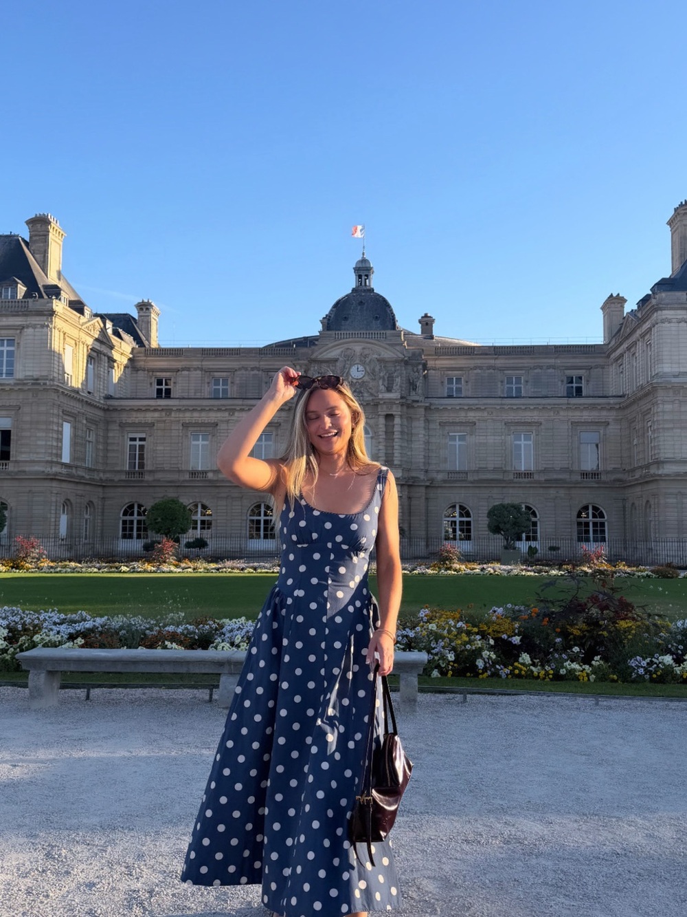 Abercrombie & Fitch Blue Polka Dot Dylan Midi Dress - Picture 2 of 2